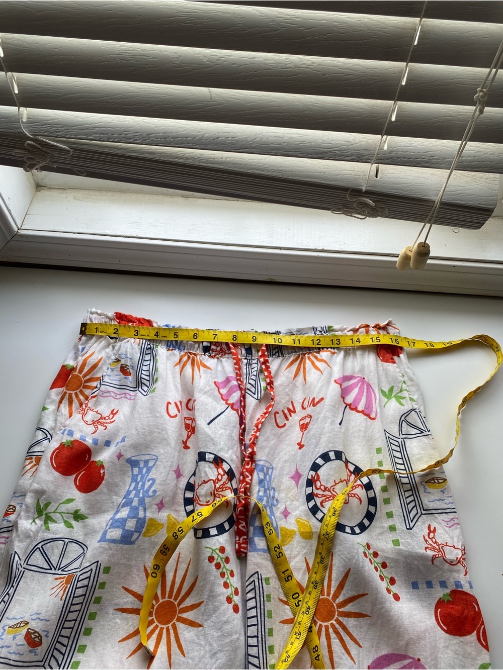 Cynthia Rowley 100% Linen Wide Leg Pants Mediterranean Print Woman XL Pockets - Picture 10 of 14
